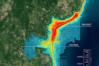 데이터가 중첩된 위성 이미지 지도